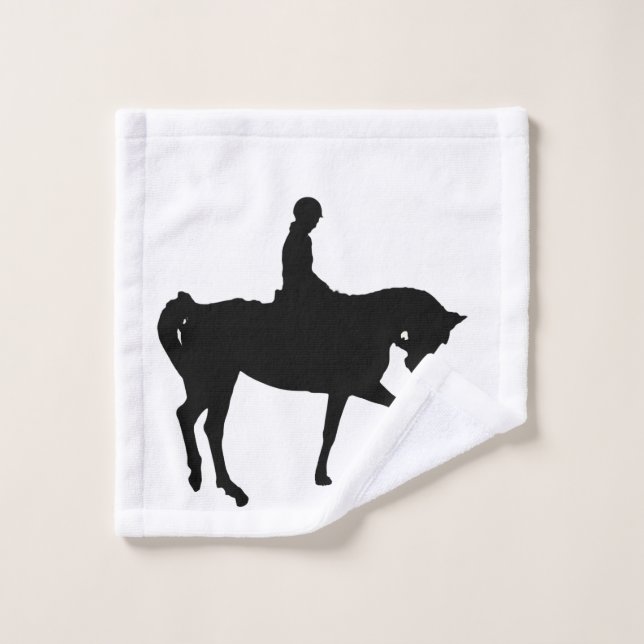 Silhouette de cheval et de cavalier (Gant de toilette)