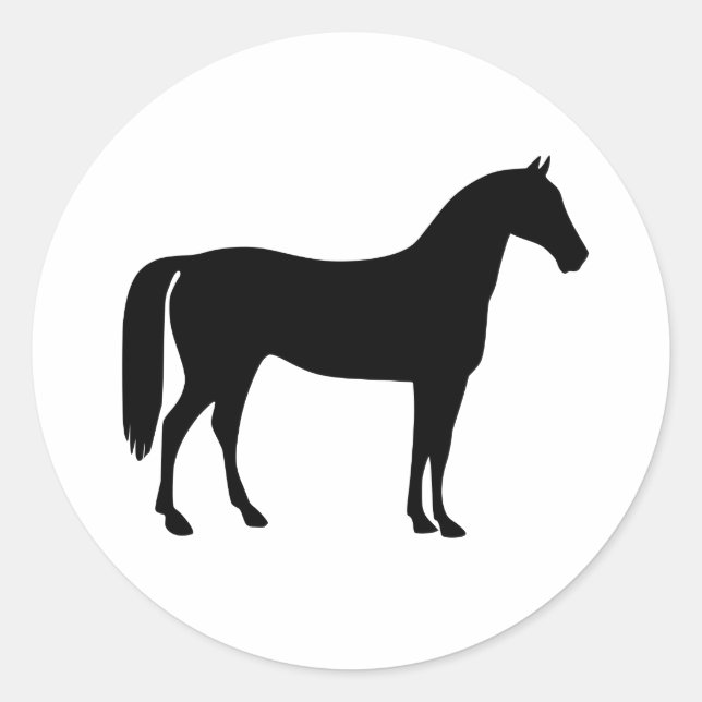 Silhouette de Cheval Noir sur stickers Blanc (Devant)