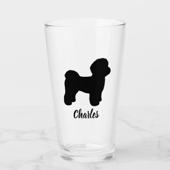 Silhouette de chien maltais Verre de boisson perso (Devant)