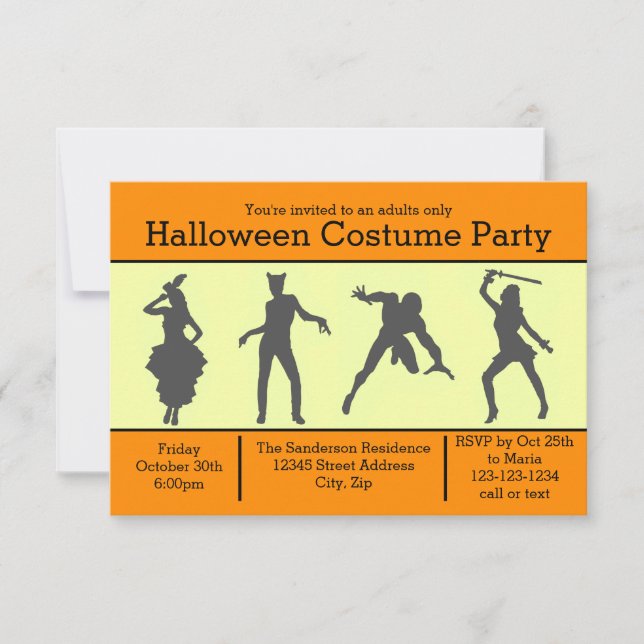 Silhouette de costume orange - Invitation de fête  (Devant)