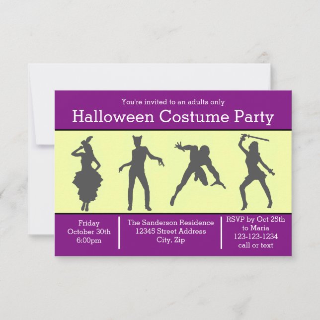 Silhouette de costume violet - Invitation de fête  (Devant)