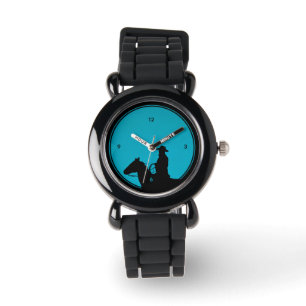 Silhouette de cow-boy sur montre turquoise