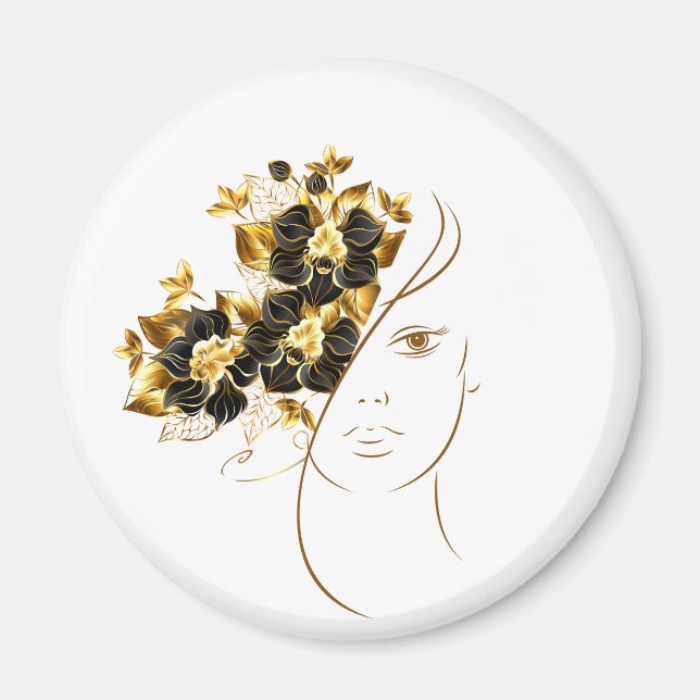 Silhouette de femme aimant rond (Devant)
