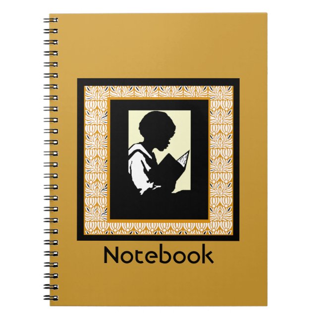 Silhouette de garçon lisant le livre vide (Devant)