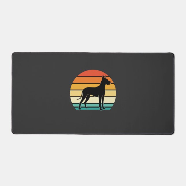 Silhouette de Grand Danois Rétro Coucher de Soleil (Recto)
