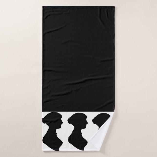 Silhouette de Jane Austen sur fond noir (Serviette de bain)