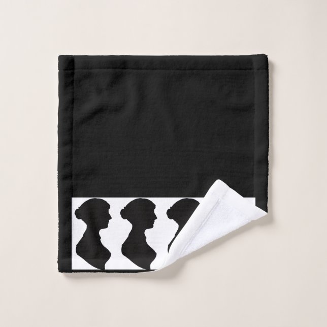 Silhouette de Jane Austen sur fond noir (Gant de toilette)