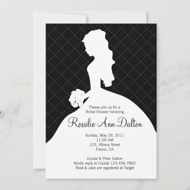 Silhouette de la mariée - Invitation de la Fête de (Devant)