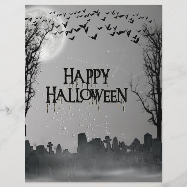 Silhouette de la scène du cimetière d'Halloween (Devant)