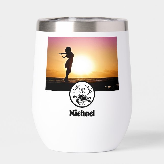 Silhouette de la tortue noire Monogramme photo (Arrière)
