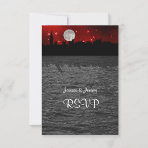 Silhouette de la ville de New York Lune Rouge RSVP