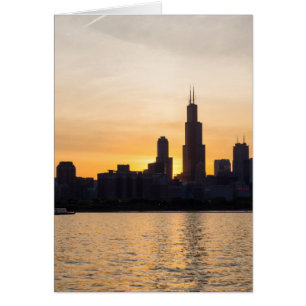 Silhouette de la Willis Tower au coucher du soleil