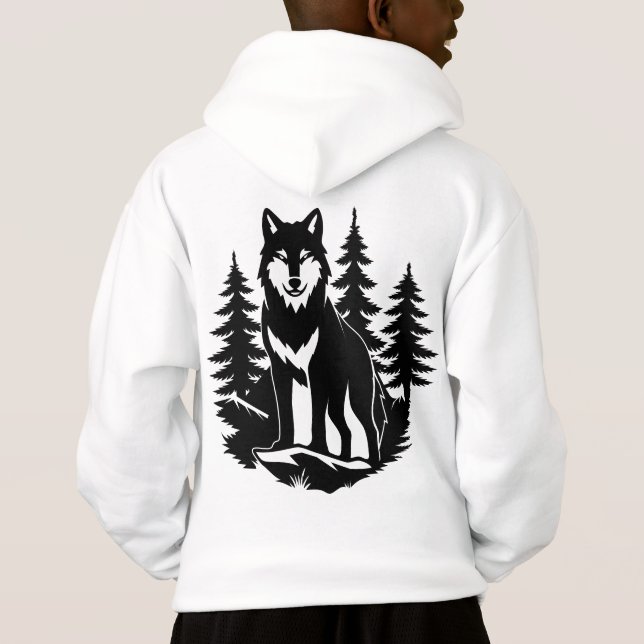 Silhouette de loup en forêt (Dos)