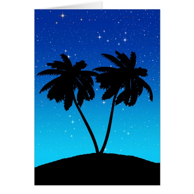 Silhouette de palmier sur Bleu du soir avec étoile (Devant)
