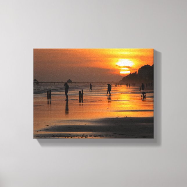 Silhouette de personnes de plage Impression sur to (Recto)