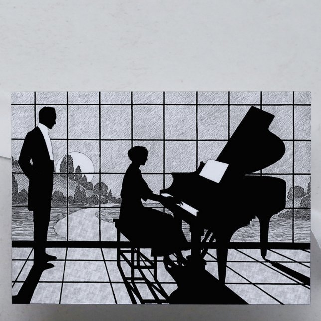 Silhouette de Piano Style Art Déco | Noir et Blanc (Créateur téléchargé)