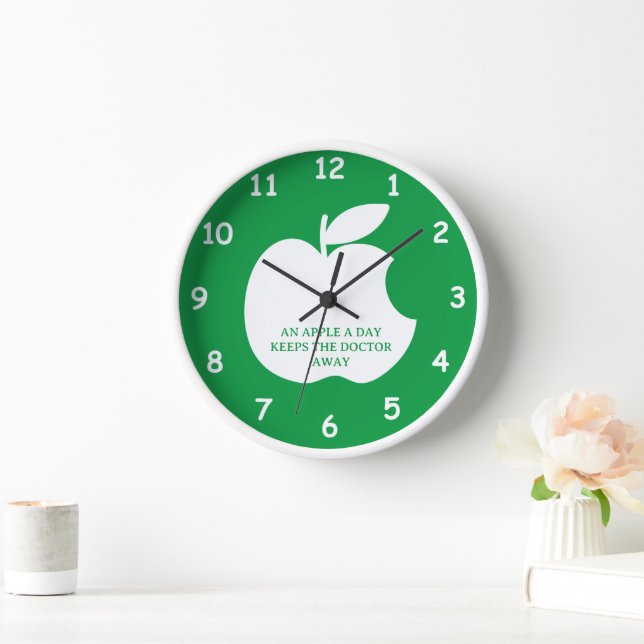 Silhouette de pomme mordante personnalisé horloge  (Maison)