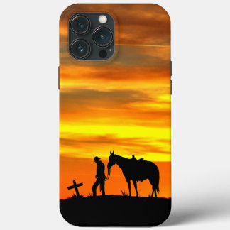 Silhouette de prière de cowboy avec coque iphone d