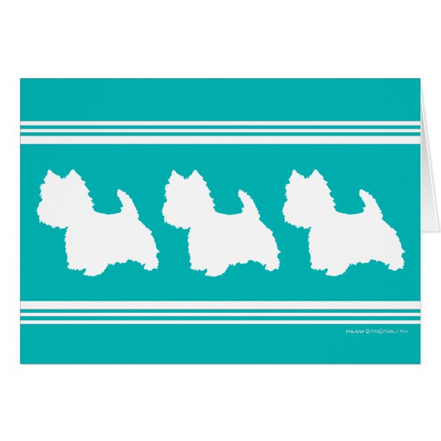Silhouette de Westie sur turquoise (Devant horizontal)