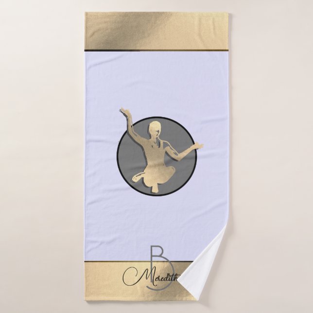 Silhouette de yogi doré (Serviette de bain)