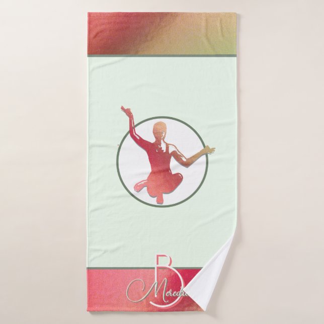 Silhouette de yogi rose vif (Serviette de bain)