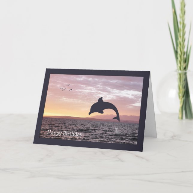 Silhouette Dolphin dans l'océan Carte d'anniversai (Devant)