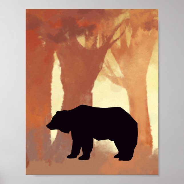 Silhouette d'ours dans la forêt pour la décoration (Devant)