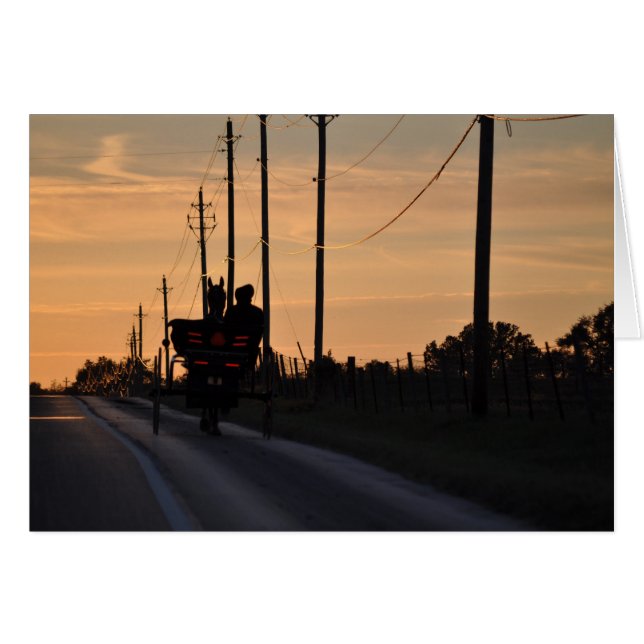 Silhouette du coucher de soleil Amish (Devant horizontal)