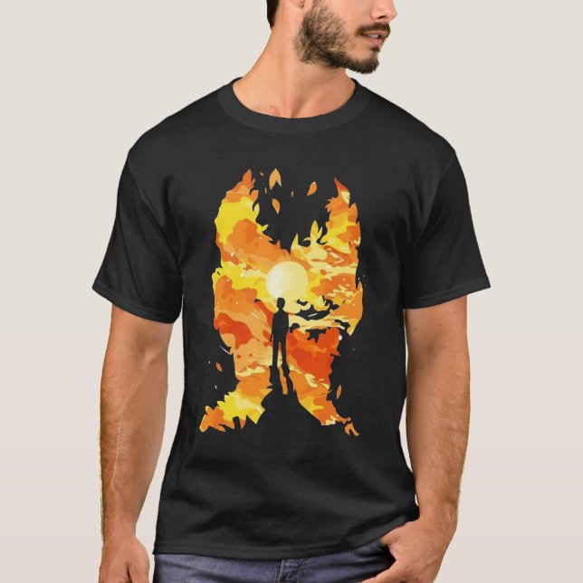 Silhouette en flammes de T-shirt d'imagination (Devant)