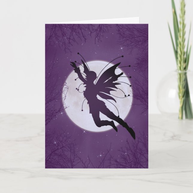 Silhouette Fairy Flying avec carte d'anniversaire  (Devant)