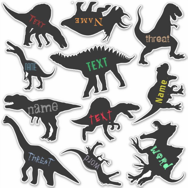 Silhouette Fierce Dinosaur avec Stickers Texte (Devant)