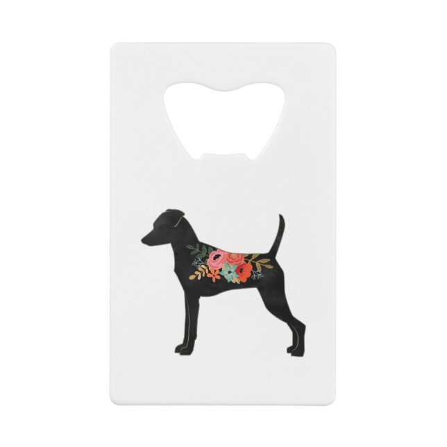 Silhouette florale de Boho de race Min Pin Chien (Devant)
