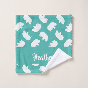 Silhouette hippo gris sur turquoise