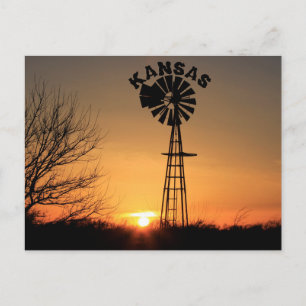 Silhouette Kansas Sunset avec carte postale pour m