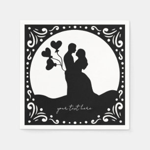 Silhouette Mariage Deux serviettes en papier