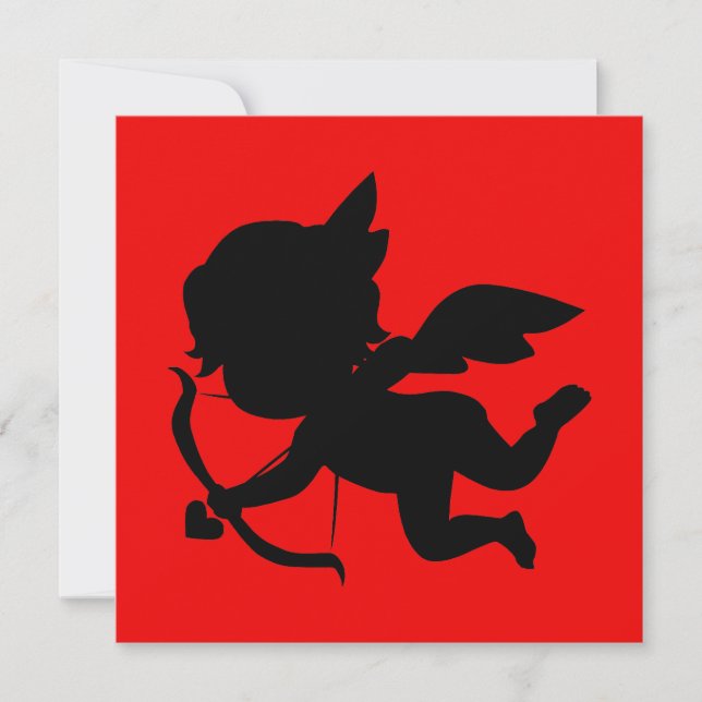 Silhouette mignonne cupide sur rouge (Devant)