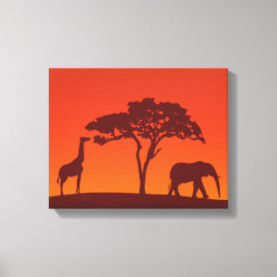 Silhouette Safari Africain - Impression de toile