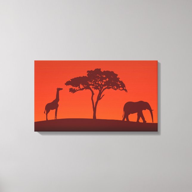 Silhouette Safari Africaine - 3 Panneaux toile Imp (Recto)