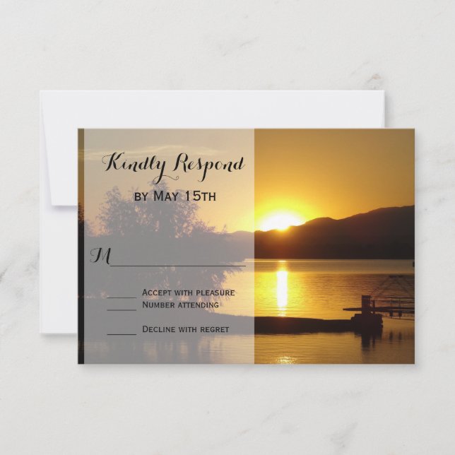 Silhouette Sunset Tree Lake Wedding Cartes RSVP (Devant)