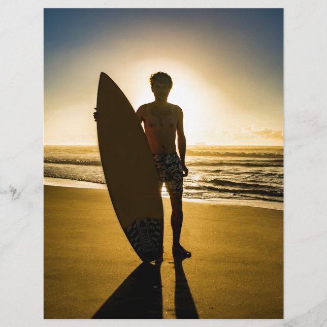 Silhouette surfeuse au lever du soleil (Devant)