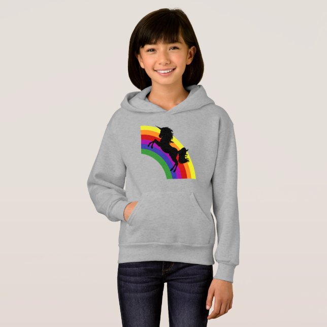 Silhouette Unicorne Noire Arc-en-ciel Sweat - shir (Devant entier)
