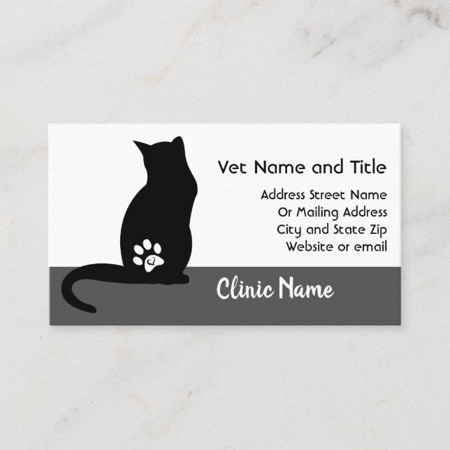 Silhouette vétérinaire de chat de carte de visite (Devant)