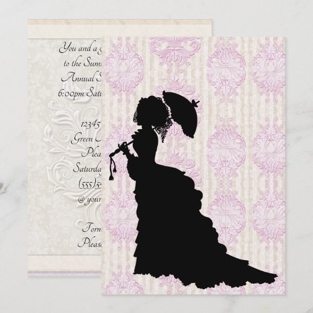Silhouette victorienne Debutante Ball Invitation (Devant / Derrière)