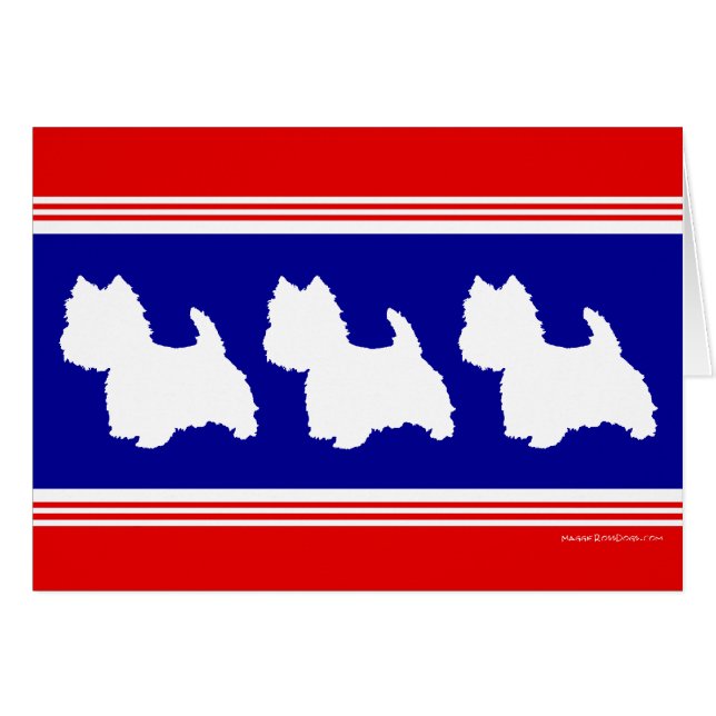 Silhouette Westie Rouge & Bleu (Devant horizontal)