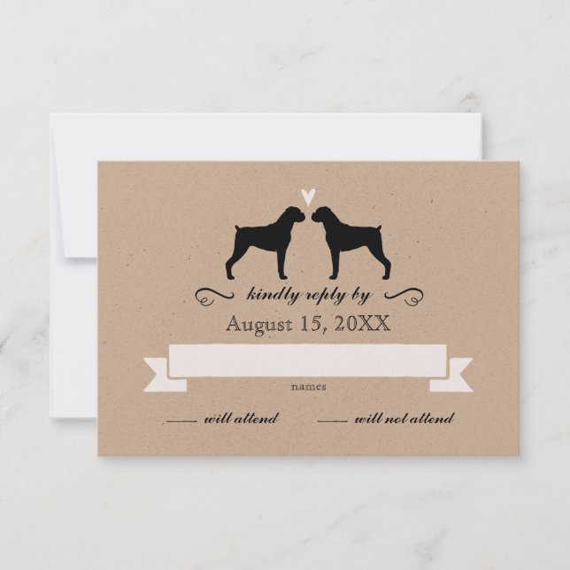Silhouettes de chien Boxer Réponse de Mariage (Devant)
