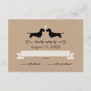 Silhouettes de Dachshund (Fil Haired) Mariage RSVP