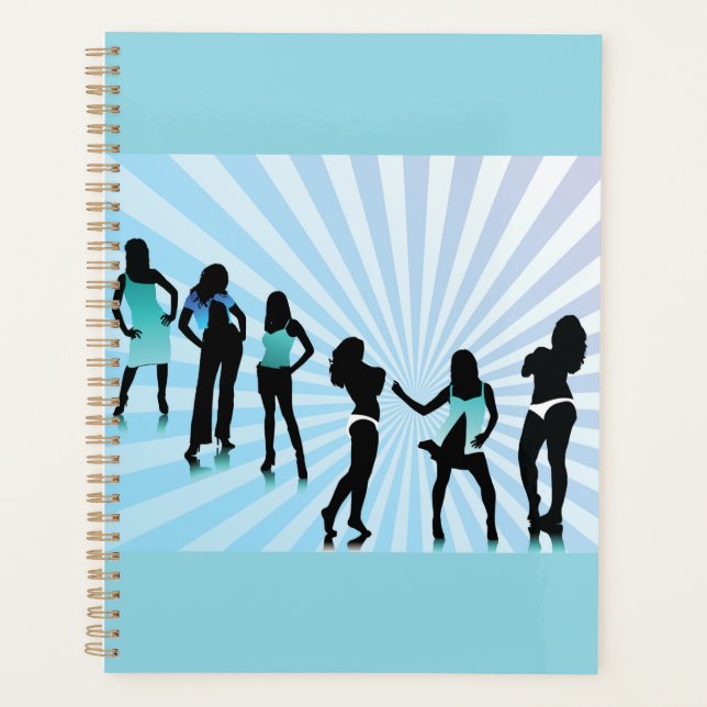 Silhouettes de femmes élégantes mode bleu sarcelle (Devant)