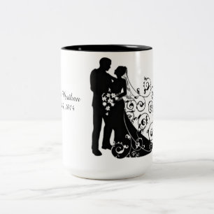 Silhouettes du jour de mariage Mug personnalisé