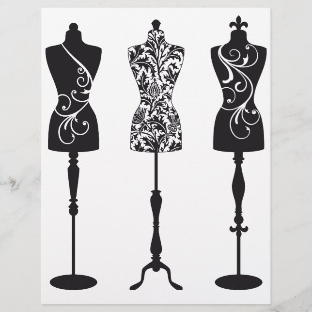 silhouettes mannequins de mode vintage (Devant)