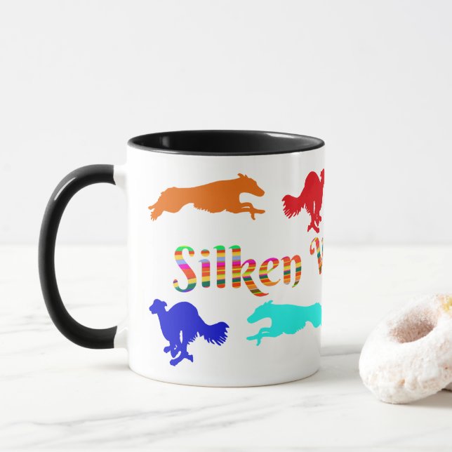 Silken Windhound Running Coffee Mug (Avec donut)